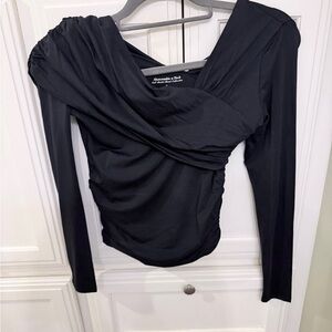 Abercrombie & Fitch Black Ruched Blouse